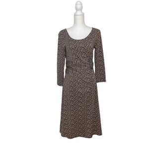 Lands' End Green Ditsy Floral Size S Scoop Neck Knee Length Stretch Dress NWOT